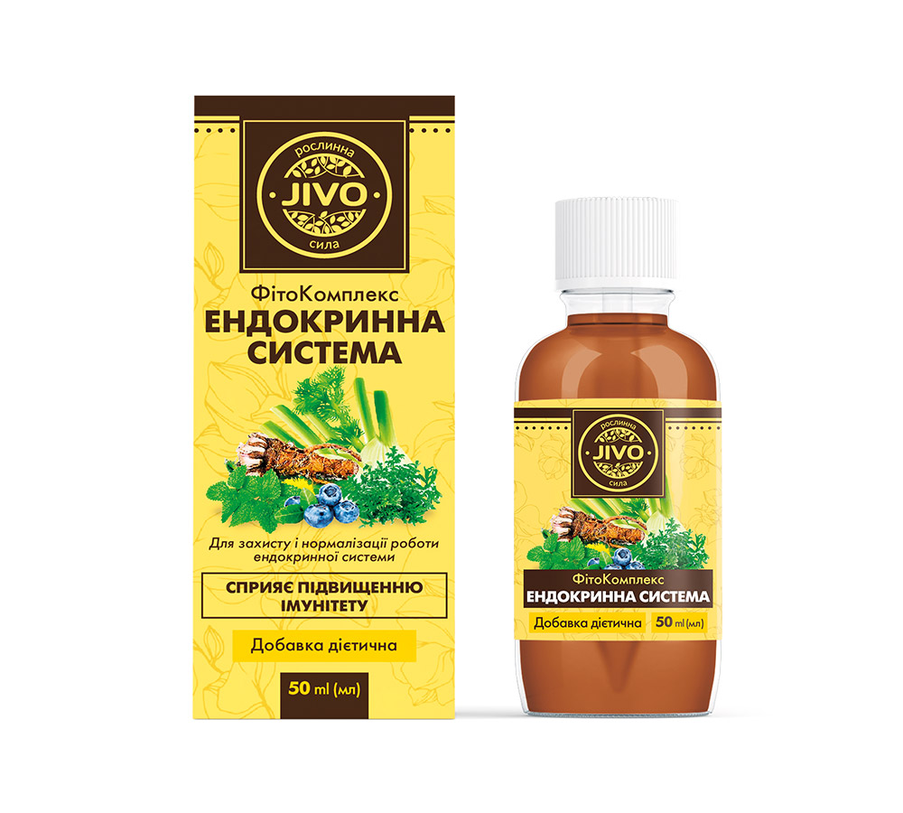 Добавка дієтична "ФітоКомплекс Ендокринна система", ТМ "JIVO" без цукру і спирту 50мл